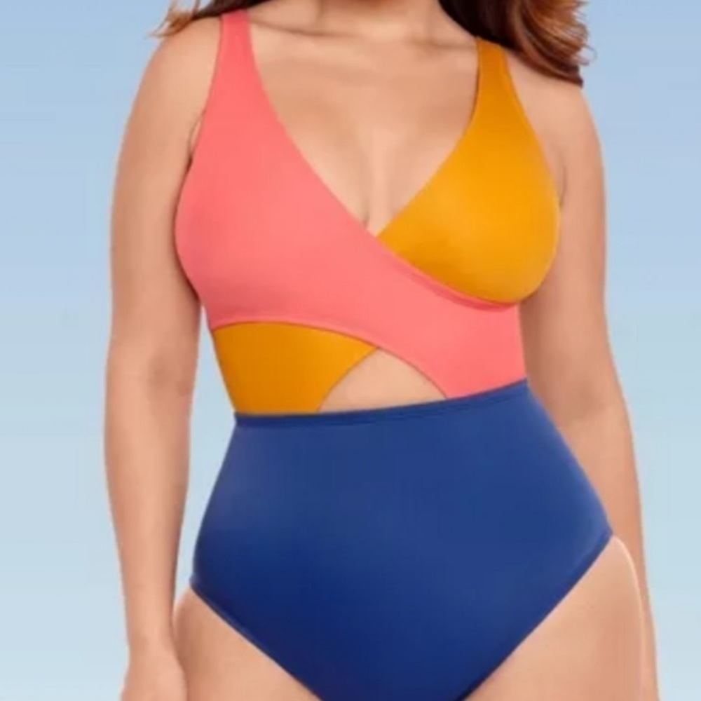 Beach Betty Control Wrap-Front Cut Out One Piece Swimsuit